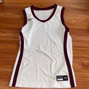 Nike Women's White and Maroon Jersey Tank Top